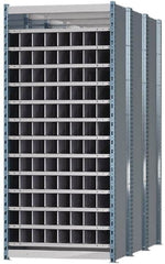 Hallowell - 96 Bin Heavy-Duty Deep Bin Industrial Shelving - 36 Inch Overall Width x 72 Inch Overall Depth x 87 Inch Overall Height, Blue and Platinum Steel Bins - A1 Tooling