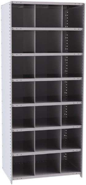 Hallowell - 21 Bin Closed Industrial Bin Shelving - 36 Inch Overall Width x 24 Inch Overall Depth x 87 Inch Overall Height, Gray Metal Bins - A1 Tooling