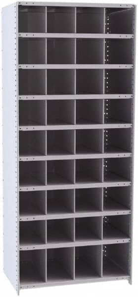 Hallowell - 36 Bin Closed Industrial Bin Shelving - 36 Inch Overall Width x 24 Inch Overall Depth x 87 Inch Overall Height, Gray Metal Bins - A1 Tooling