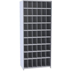 Hallowell - 54 Bin Closed Industrial Bin Shelving - 36 Inch Overall Width x 12 Inch Overall Depth x 87 Inch Overall Height, Gray Metal Bins - A1 Tooling