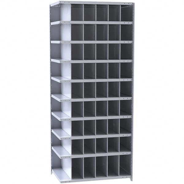 Hallowell - 54 Bin Closed Industrial Bin Shelving - 36 Inch Overall Width x 18 Inch Overall Depth x 87 Inch Overall Height, Gray Metal Bins - A1 Tooling