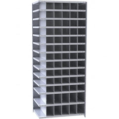 Hallowell - 78 Bin Closed Industrial Bin Shelving - 36 Inch Overall Width x 12 Inch Overall Depth x 87 Inch Overall Height, Gray Metal Bins - A1 Tooling