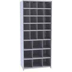 Hallowell - 29 Bin Closed Industrial Bin Shelving - 36 Inch Overall Width x 12 Inch Overall Depth x 87 Inch Overall Height, Gray Metal Bins - A1 Tooling