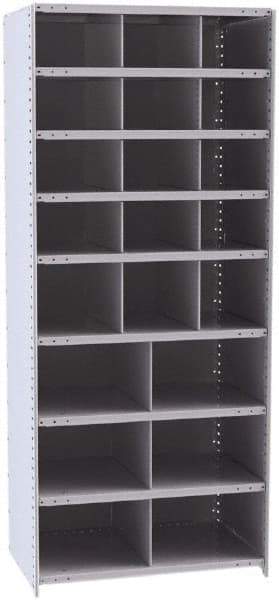 Hallowell - 21 Bin Closed Industrial Bin Shelving - 36 Inch Overall Width x 24 Inch Overall Depth x 87 Inch Overall Height, Gray Metal Bins - A1 Tooling