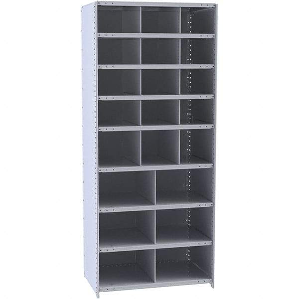 Hallowell - 21 Bin Closed Industrial Bin Shelving - 36 Inch Overall Width x 12 Inch Overall Depth x 87 Inch Overall Height, Gray Metal Bins - A1 Tooling