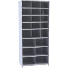 Hallowell - 21 Bin Closed Industrial Bin Shelving - 36 Inch Overall Width x 12 Inch Overall Depth x 87 Inch Overall Height, Gray Metal Bins - A1 Tooling