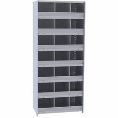 Hallowell - 21 Bin Closed Industrial Bin Shelving - 36 Inch Overall Width x 18 Inch Overall Depth x 87 Inch Overall Height, Gray Metal Bins - A1 Tooling