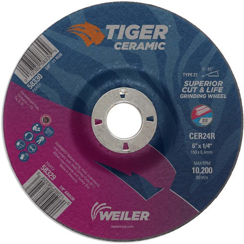 6X1/4 TIGER CERAMIC T27 GRIND WHL - A1 Tooling