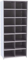 Hallowell - 14 Bin Closed Industrial Bin Shelving - 36 Inch Overall Width x 24 Inch Overall Depth x 87 Inch Overall Height, Gray Metal Bins - A1 Tooling