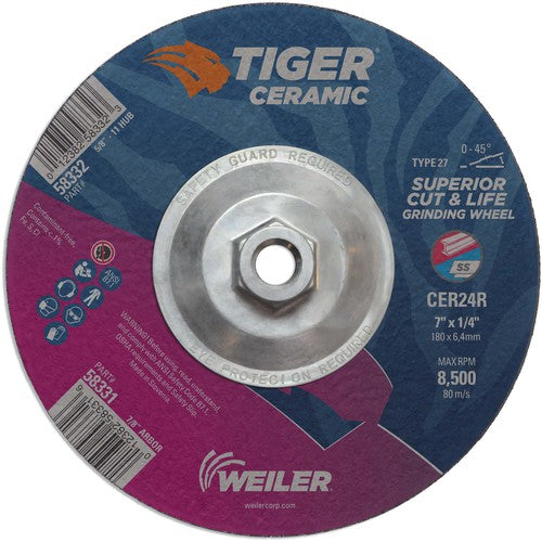 7X1/4 TIGER CERAMIC T27 GRIND WHL - A1 Tooling