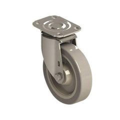 E.R. Wagner - 5" Diam x 1-1/4" Wide x 6-1/4" OAH Top Plate Mount Swivel Caster - Polyurethane over Polyolefin, 280 Lb Capacity, Delrin Bearing, 2-3/4 x 3-3/4" Plate - A1 Tooling