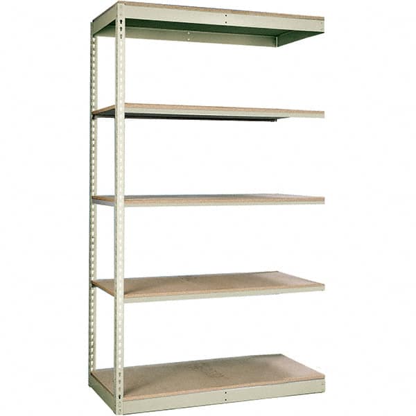 Hallowell - 5 Shelf Add-On Particle Board Open Steel Shelving - 250 Lb Capacity, 48" Wide x 84" High x 24" Deep, Tan - A1 Tooling