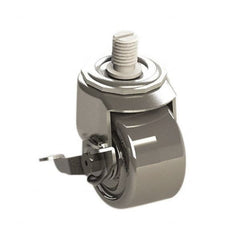 E.R. Wagner - 3" Diam x 1-3/4" Wide x 3-3/4" OAH Stem Mount Swivel Caster with Brake - Phenolic, 500 Lb Capacity, Roller Bearing, 3/4-10 x 1" Threaded Stem - A1 Tooling