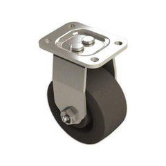 E.R. Wagner - 4" Diam x 2" Wide x 5-5/8" OAH Top Plate Mount Rigid Caster - Polyolefin, 600 Lb Capacity, Roller Bearing, 2-3/4 x 3-3/4" Plate - A1 Tooling