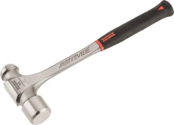 Proto - 3 Lb Head Steel Ball Pein Hammer - 15-3/4" Steel Handle with Grip, 1.93" Face Diam, 15-3/4" OAL, AntiVibe, Molded Textured Rubber Grip - A1 Tooling