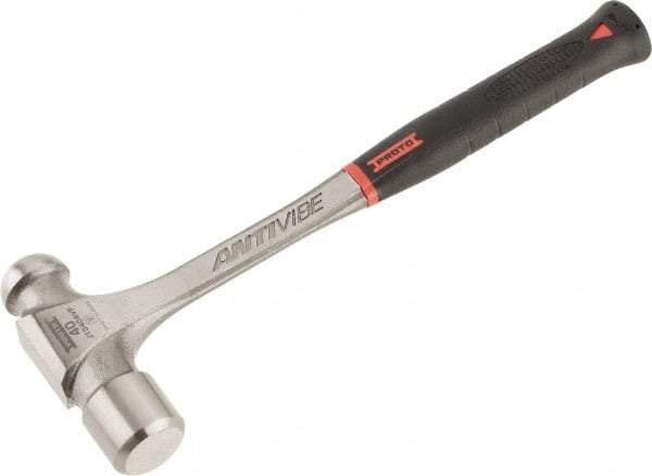 Proto - 2-1/2 Lb Head Steel Ball Pein Hammer - 15.24" Steel Handle with Grip, 1.72" Face Diam, 15-1/4" OAL, AntiVibe, Molded Textured Rubber Grip - A1 Tooling