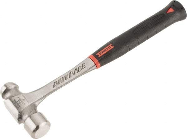 Proto - 1-1/2 Lb Head Steel Ball Pein Hammer - 13.78" Steel Handle with Grip, 1.44" Face Diam, 13-13/16" OAL, AntiVibe, Molded Textured Rubber Grip - A1 Tooling