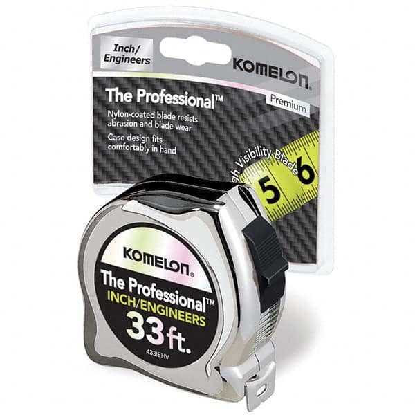 Komelon - 33' x 1" Hi-Vis Yellow/White Blade Tape Measure - A1 Tooling