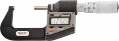 Starrett - 25.4 to 50.8 mm Range, 0.0001" Resolution, Standard Throat, Electronic Outside Micrometer - 0.0001" Accuracy, Friction Thimble, Micro Lapped Carbide Face, CR2450 Battery, Includes 3V Battery - A1 Tooling