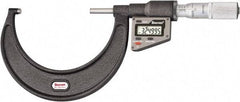 Starrett - 76 to 101 mm Range, 0.0001" Resolution, Standard Throat, Electronic Outside Micrometer - 0.0002" Accuracy, Friction Thimble, Micro Lapped Carbide Face, CR2450 Battery, Includes 3V Battery - A1 Tooling