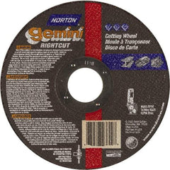 Norton - 4-1/2" Aluminum Oxide Cutoff Wheel - 0.045" Thick, 7/8" Arbor, Use with Die Grinders - A1 Tooling