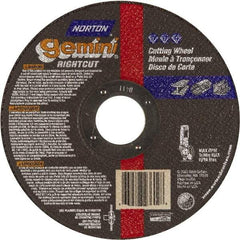 Norton - 5" Aluminum Oxide Cutoff Wheel - 0.045" Thick, 7/8" Arbor, Use with Die Grinders - A1 Tooling