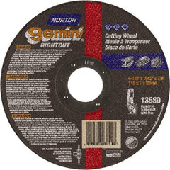 Norton - 5" Aluminum Oxide Cutoff Wheel - 0.045" Thick, 7/8" Arbor, Use with Die Grinders - A1 Tooling