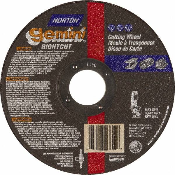 Norton - 7" Aluminum Oxide Cutoff Wheel - 0.045" Thick, 7/8" Arbor, Use with Die Grinders - A1 Tooling