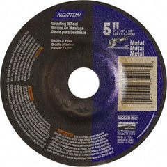 Norton - 24 Grit, 5" Wheel Diam, 1/4" Wheel Thickness, 7/8" Arbor Hole, Type 27 Depressed Center Wheel - Aluminum Oxide - A1 Tooling