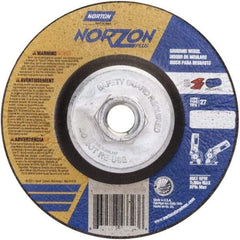 Norton - 24 Grit, 5" Wheel Diam, 1/8" Wheel Thickness, Type 27 Depressed Center Wheel - Ceramic - A1 Tooling