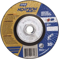 Norton - 24 Grit, 5" Wheel Diam, 1/4" Wheel Thickness, Type 27 Depressed Center Wheel - Ceramic, 12,225 Max RPM - A1 Tooling