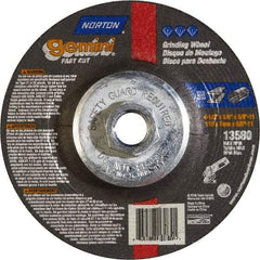 Norton - 24 Grit, 4-1/2" Wheel Diam, 1/4" Wheel Thickness, Type 27 Depressed Center Wheel - Aluminum Oxide - A1 Tooling