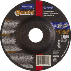 Norton - 36 Grit, 4-1/2" Wheel Diam, 1/8" Wheel Thickness, 7/8" Arbor Hole, Type 27 Depressed Center Wheel - Aluminum Oxide - A1 Tooling