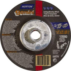 Norton - 24 Grit, 4-1/2" Wheel Diam, 1/8" Wheel Thickness, Type 27 Depressed Center Wheel - Aluminum Oxide, 13,580 Max RPM - A1 Tooling