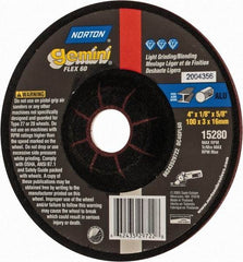 Norton - 60 Grit, 4" Wheel Diam, 1/8" Wheel Thickness, 5/8" Arbor Hole, Type 27 Depressed Center Wheel - Aluminum Oxide, 13,500 Max RPM - A1 Tooling