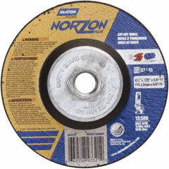 Norton - 36 Grit, 4-1/2" Wheel Diam, 1/8" Wheel Thickness, Type 27 Depressed Center Wheel - Ceramic - A1 Tooling