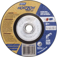 Norton - 24 Grit, 4-1/2" Wheel Diam, 1/4" Wheel Thickness, Type 27 Depressed Center Wheel - Ceramic - A1 Tooling