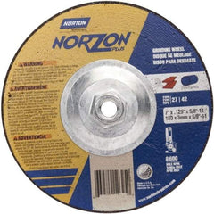 Norton - 36 Grit, 7" Wheel Diam, 3/32" Wheel Thickness, Type 27 Depressed Center Wheel - Zirconia Alumina - A1 Tooling