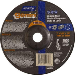 Norton - 36 Grit, 7" Wheel Diam, 3/32" Wheel Thickness, 7/8" Arbor Hole, Type 27 Depressed Center Wheel - Aluminum Oxide - A1 Tooling