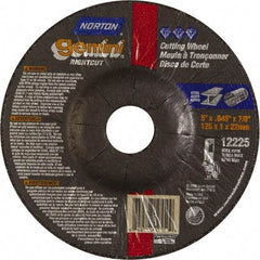 Norton - 46 Grit, 5" Wheel Diam, 7/8" Arbor Hole, Type 27 Depressed Center Wheel - Aluminum Oxide - A1 Tooling