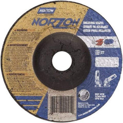 Norton - 24 Grit, 4" Wheel Diam, 1/8" Wheel Thickness, 3/8" Arbor Hole, Type 27 Depressed Center Wheel - Ceramic, 15,280 Max RPM - A1 Tooling