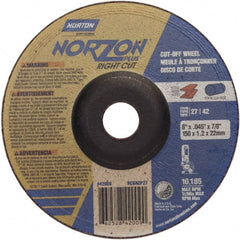 Norton - 46 Grit, 6" Wheel Diam, 7/8" Arbor Hole, Type 27 Depressed Center Wheel - A1 Tooling