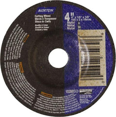 Norton - 24 Grit, 4" Wheel Diam, 1/8" Wheel Thickness, 5/8" Arbor Hole, Type 27 Depressed Center Wheel - Aluminum Oxide - A1 Tooling