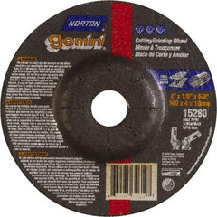 Norton - 24 Grit, 4" Wheel Diam, 1/8" Wheel Thickness, 5/8" Arbor Hole, Type 27 Depressed Center Wheel - Aluminum Oxide, 15,280 Max RPM - A1 Tooling