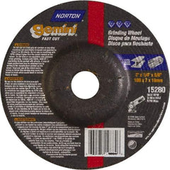 Norton - 24 Grit, 4" Wheel Diam, 1/4" Wheel Thickness, 5/8" Arbor Hole, Type 27 Depressed Center Wheel - Aluminum Oxide - A1 Tooling