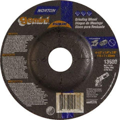 Norton - 24 Grit, 4-1/2" Wheel Diam, 1/4" Wheel Thickness, 7/8" Arbor Hole, Type 27 Depressed Center Wheel - Aluminum Oxide - A1 Tooling