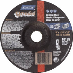 Norton - 36 Grit, 6" Wheel Diam, 1/8" Wheel Thickness, 7/8" Arbor Hole, Type 27 Depressed Center Wheel - Aluminum Oxide - A1 Tooling