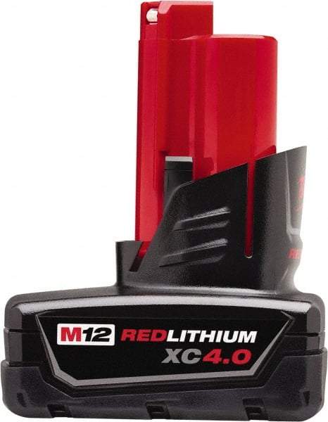 Milwaukee Tool - 12 Volt Lithium-Ion Power Tool Battery - 4 Ahr Capacity, 1-1/2 hr Charge Time, Series M12 XC RED - A1 Tooling