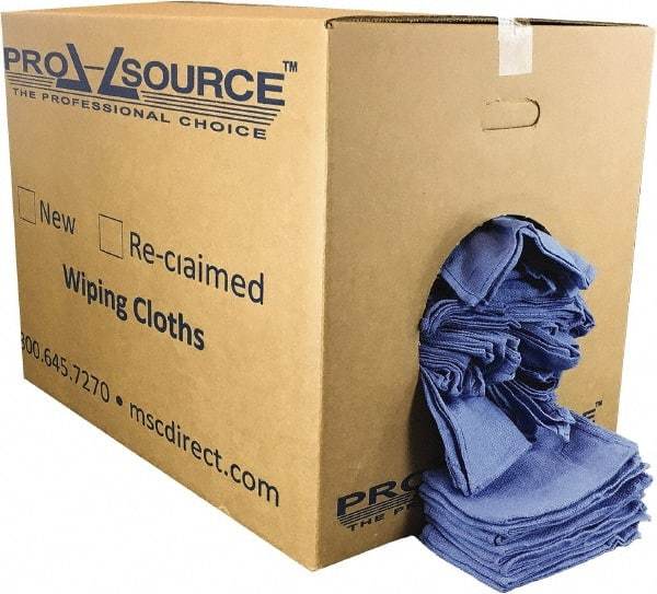 PRO-SOURCE - 25 Inch Long x 16 Inch Wide Virgin Cotton Rags - Blue, Huck, Lint Free, 50 Lbs. at 5 to 7 per Pound, Box - A1 Tooling