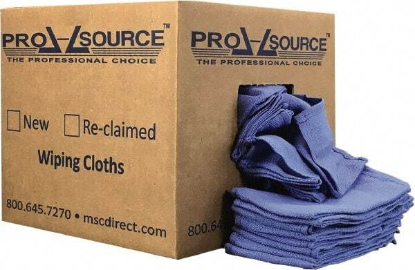 PRO-SOURCE - 25 Inch Long x 16 Inch Wide Virgin Cotton Rags - Blue, Huck, Lint Free, 10 Lbs. at 5 to 7 per Pound, Box - A1 Tooling